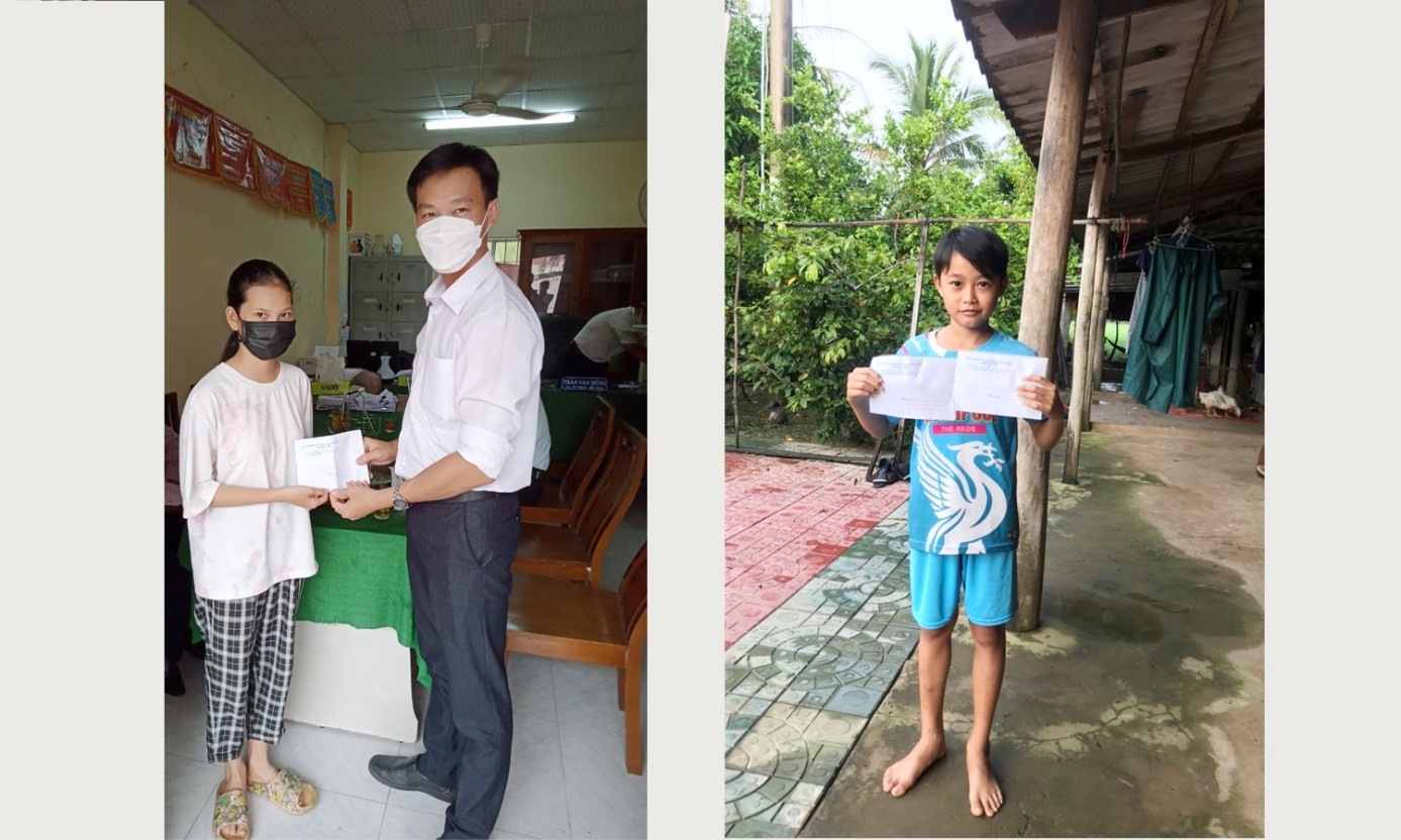Đoàn khối thăm, tặng quà cho 3 em thiếu nhi có hoàn cảnh khó khăn Tại xã Hiếu Trung huyện Tiểu Cần