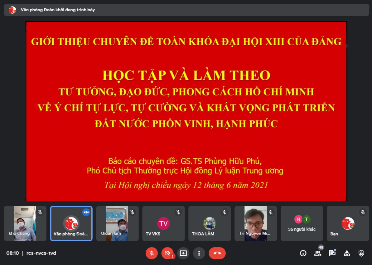 Đoàn khối tổ chức hội nghị trực tuyến triển khai chuyên đề năm 2021