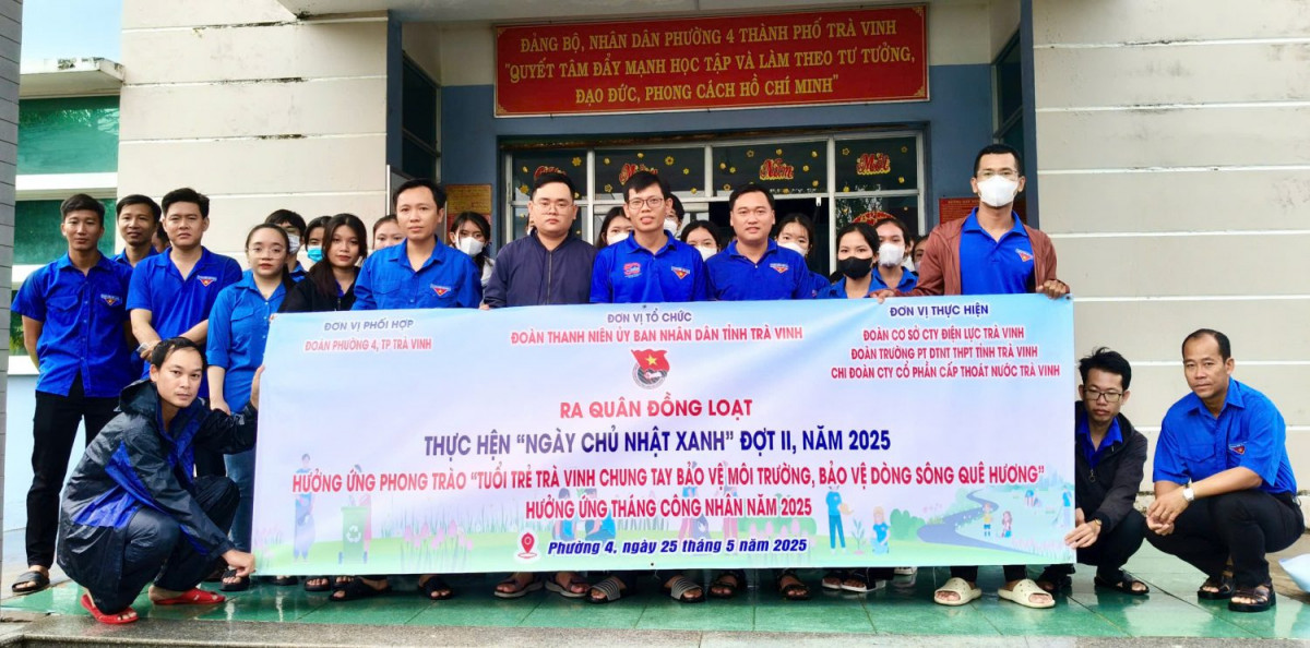 Tuổi trẻ Đoàn Ủy ban nhân dân tỉnh ra quân ngày chủ nhật xanh đợt 2 năm 2025 gắn với hưởng ứng phong trào “Tuổi trẻ Trà Vinh chung tay bảo vệ môi trường, bảo vệ dòng sông quê hương”